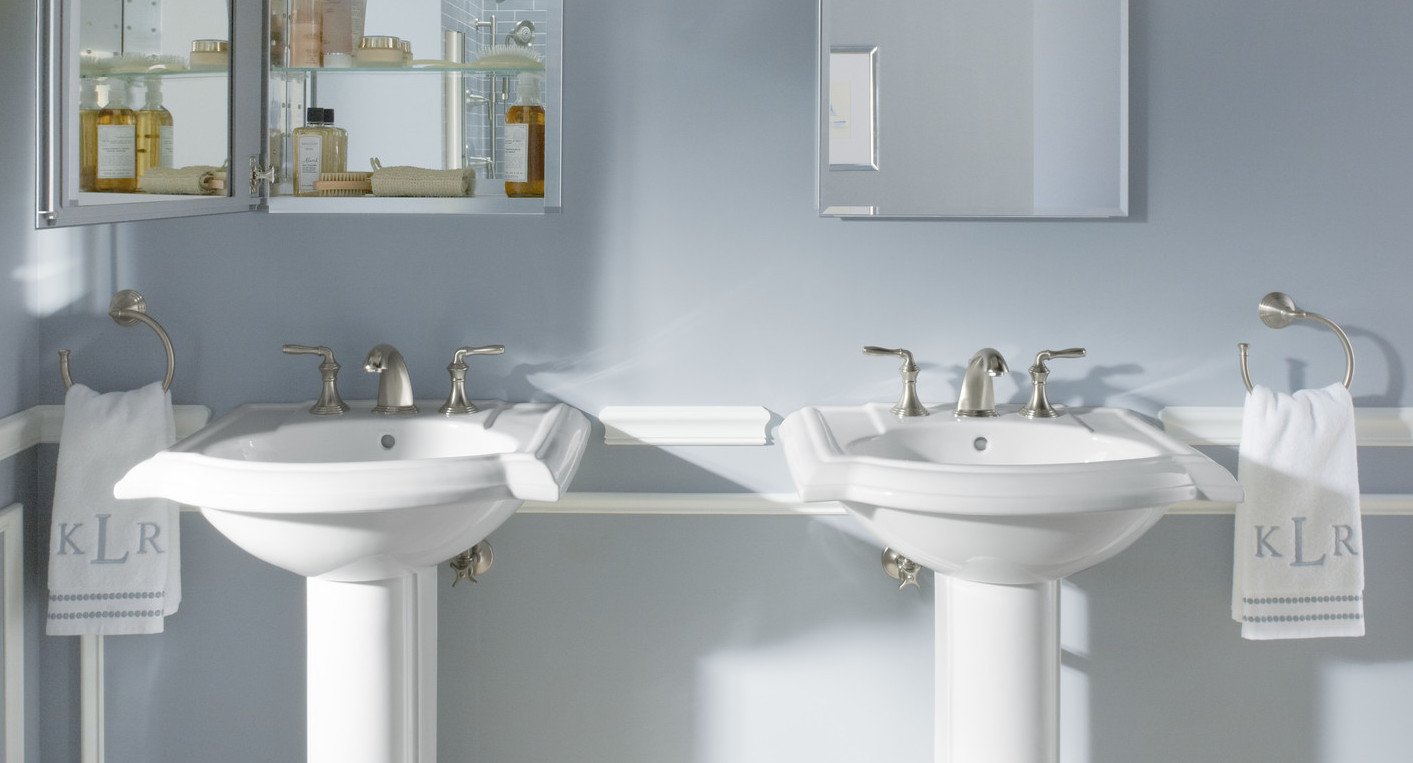 bathroom storage solutions with pedestal sink